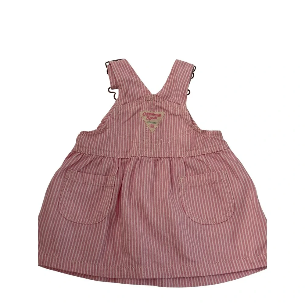 OshKosh Bgosh Pink Hickory Stripe Butterfly Jumper Dress 3 Months 992-0241